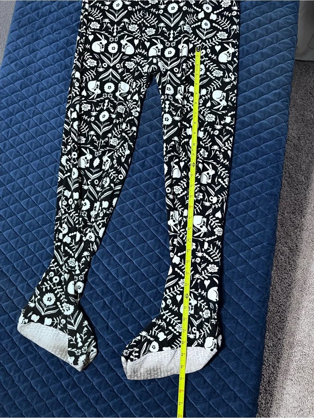 Carter's Black & White Floral Patterned Footed One-Piece Pajamas Front Zippper
